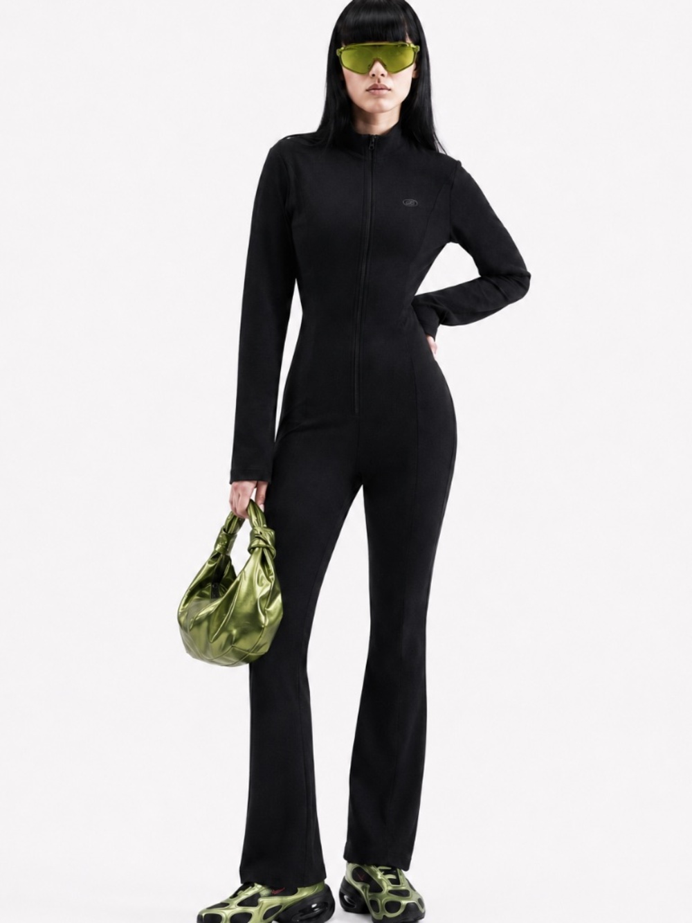 Nike Tech Fleece Jumpsuit XS Black HV4095-010 Zip Front Athleisure Leg Vents